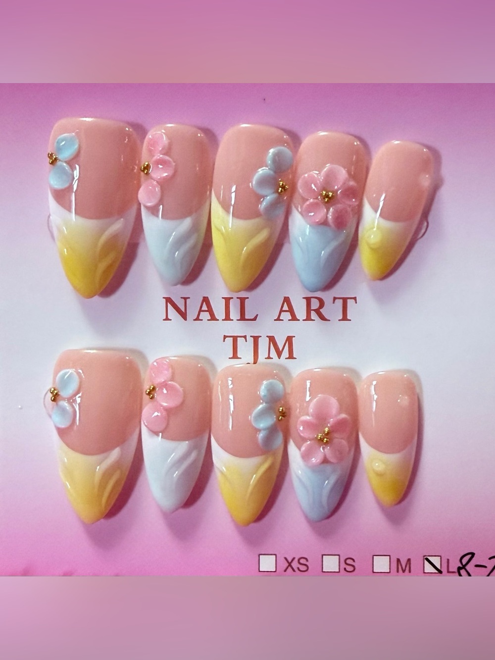 Pink Floral 3D Nail Art Set
